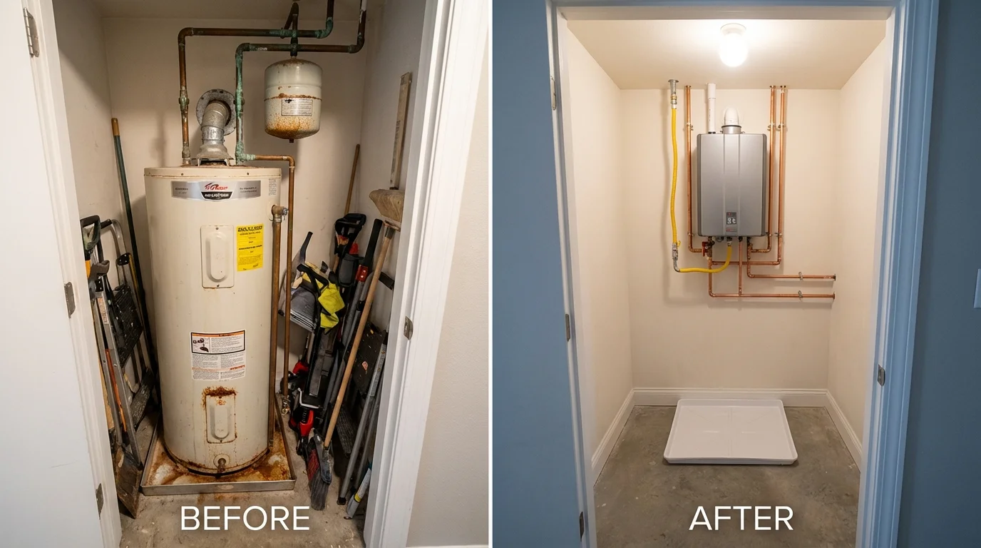 Tank water heater versus wall-mounted tankless unit comparison for Ashland, VA homeowners